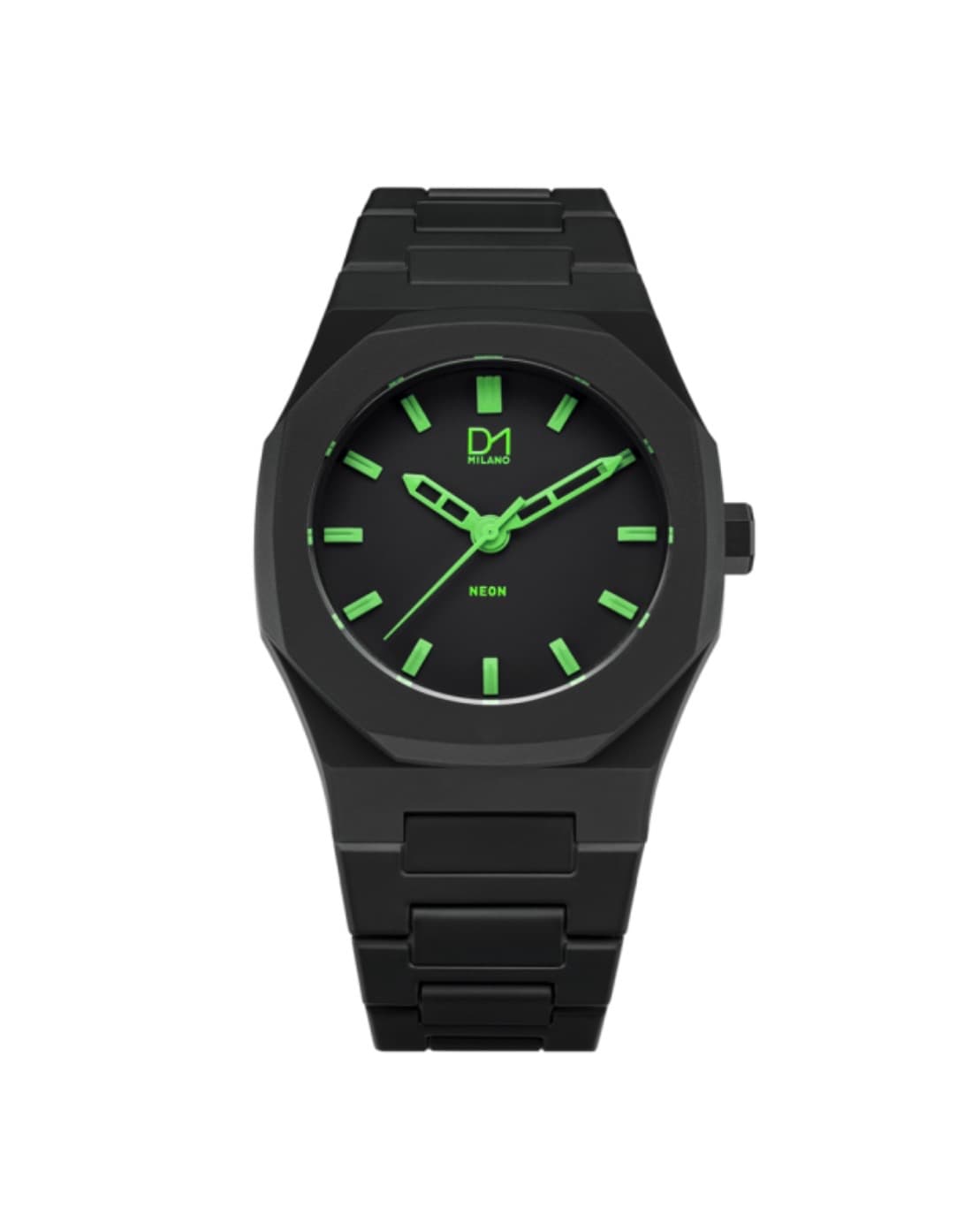 Neon Watch Black with Green Index