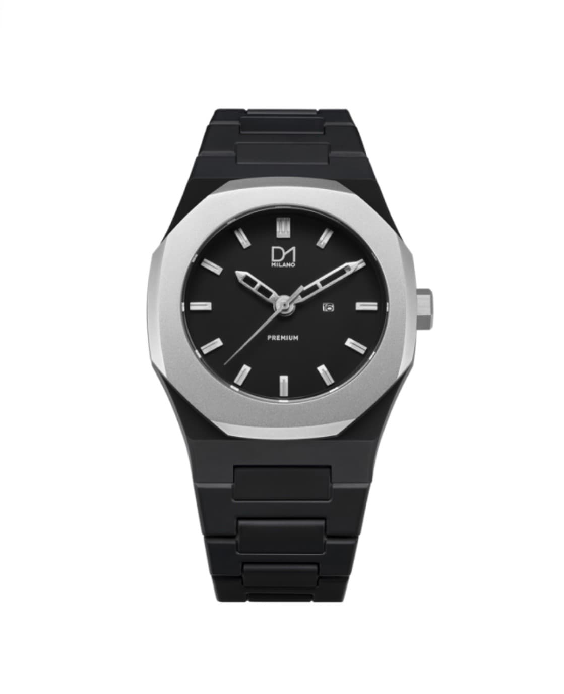 Premium Watch Black with Silver Bezel