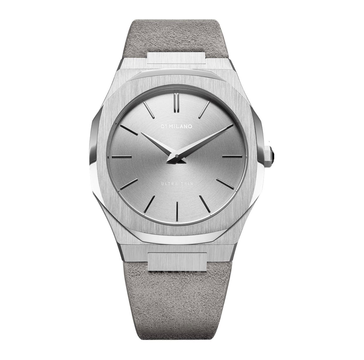 Ultra Thin Silver Case with Milano grey Strap
