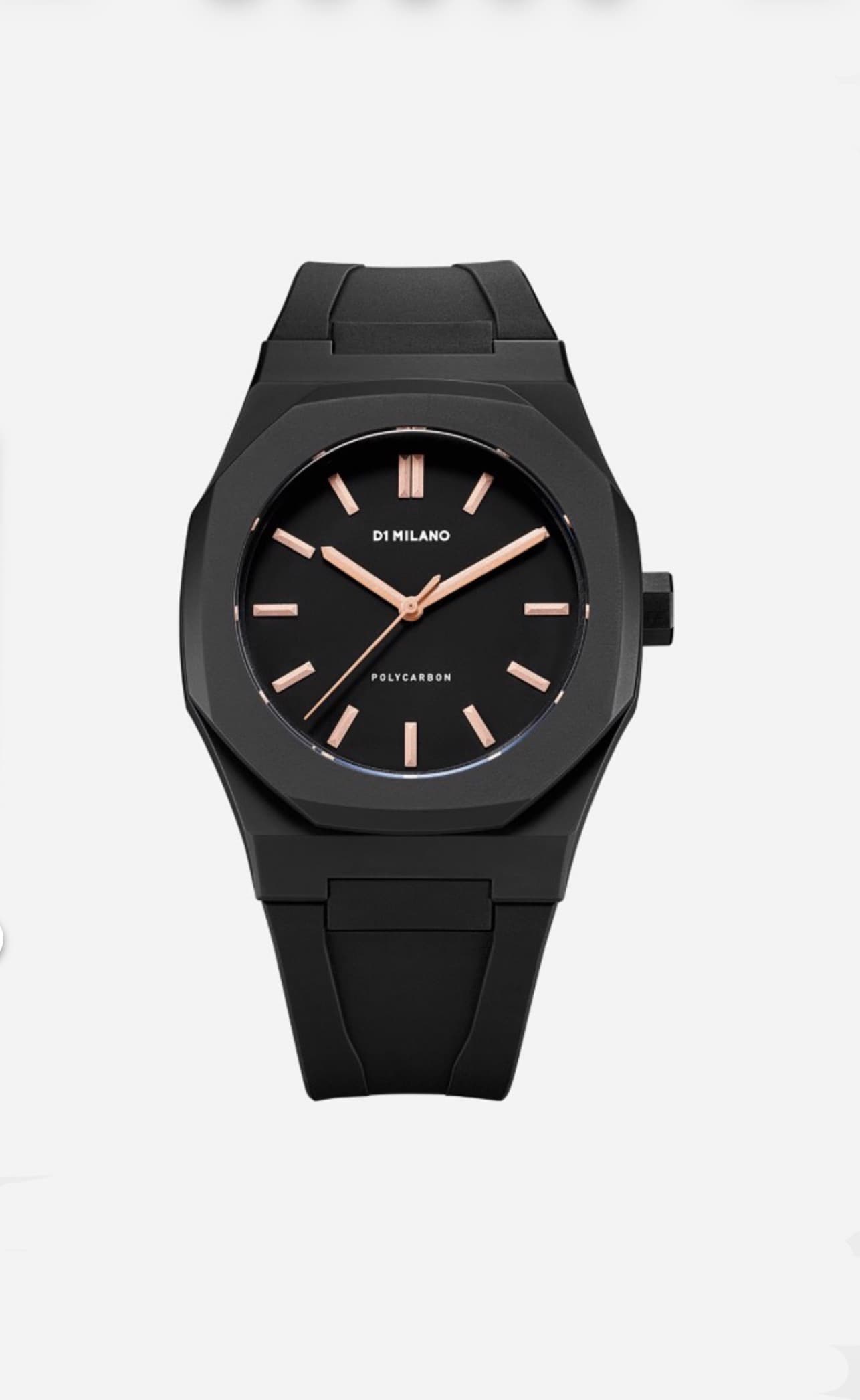 Essential Watch Black with Rose Gold Index